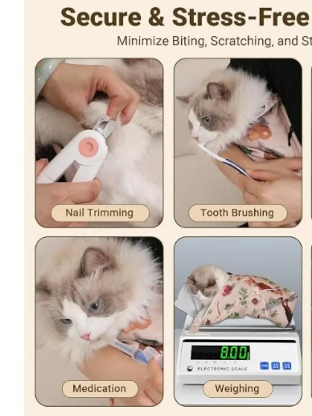 Cat/Dog Burrito Wrap for Grooming and Cutting Nails/Furryland Pattern